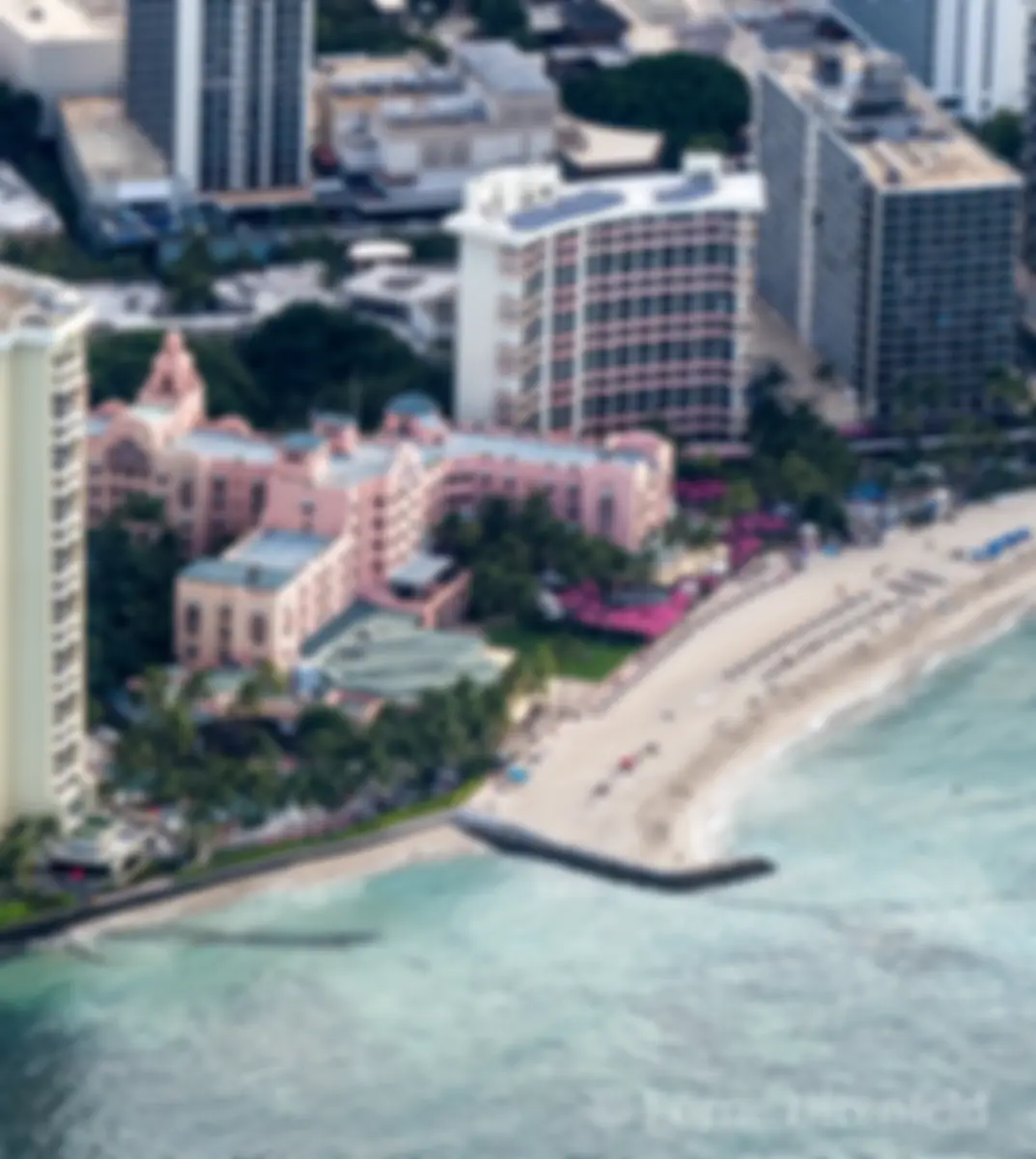 The Royal Hawaiian Resort at Waikiki, opened in 1927 and still a striking beauty . . .