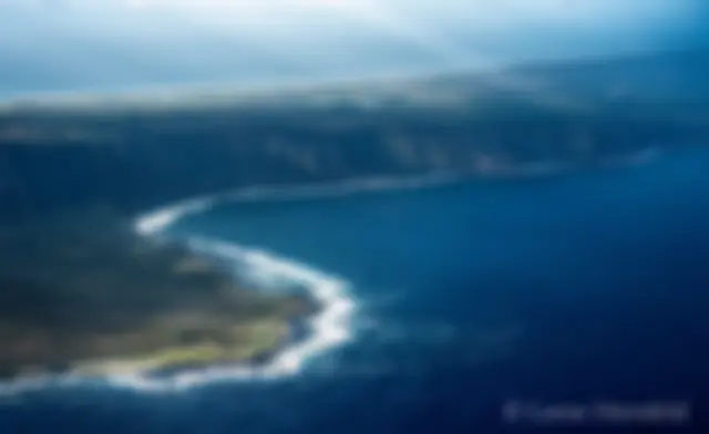 Kalaupapa Peninsula in the foreground, with Molokai "top side" above . . .